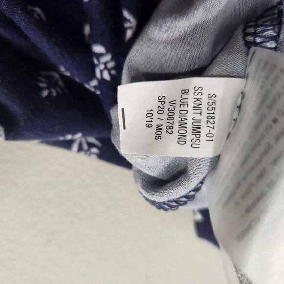 Old Navy Womens Navy Blue White Printed Jumpsuit Size Tall Large Tie Waist - Picture 15 of 16